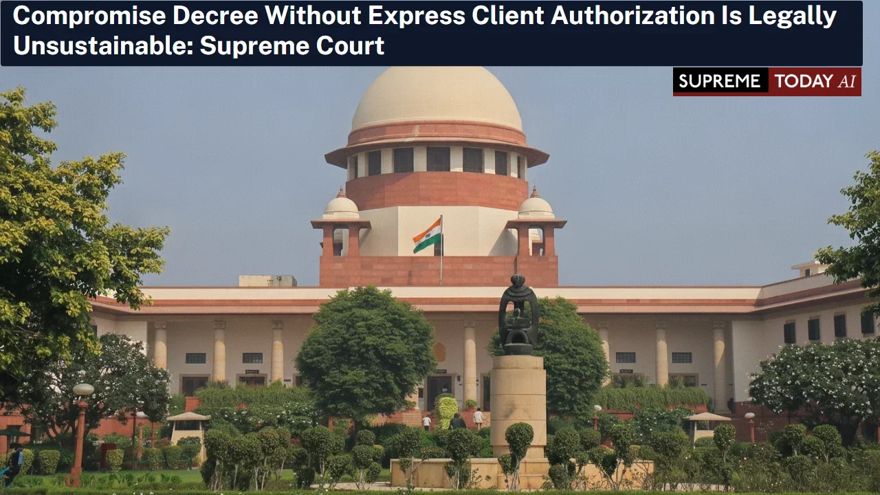 Compromise Decree Without Express Client Authorization Is Legally Unsustainable: Supreme Court